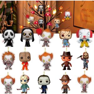 15 Pcs Halloween Terror Mask Man Halloween Hanging Decorations Mini Acrylic Hanging Ornaments DIY Crafts Skull Hanging Pendants Indoor Outdoor Home Garden Decorations Supplies 