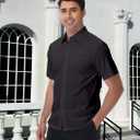 Men's Short Sleeve Dress Shirts Wrinkle Free Stretch Formal Wedding Prom Regular Fit Button Down Shirt (XL)