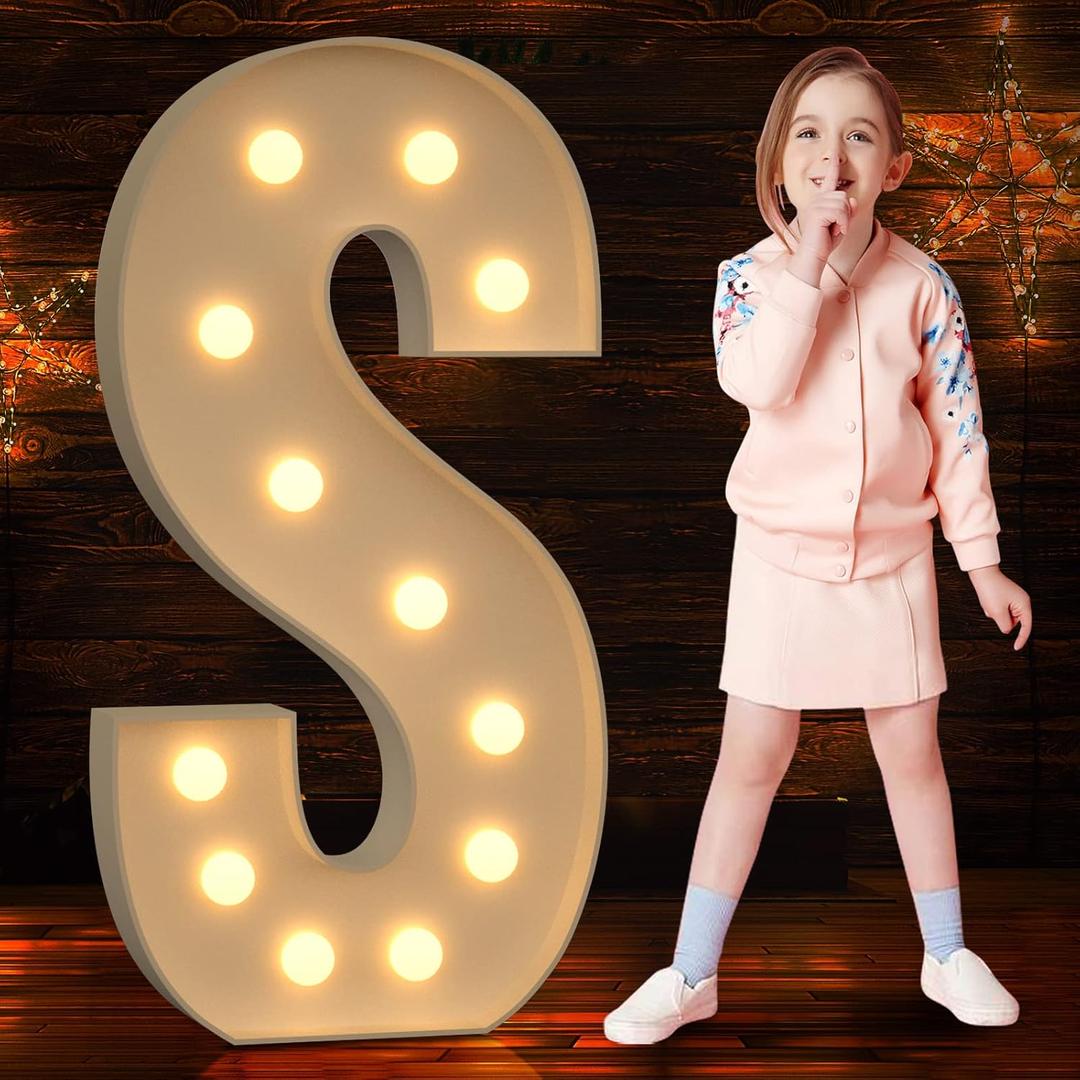 Marquee Light Up Letters, 4FT Marquee Letters, Large Light Up Letter for Party Decor, Large Marquee Letters, Cardboard Letter for Birthday Engagement Party Decorations, Giant Letter S