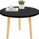 Round Coffee Table Low Table with 3 Solid Wood Sturdy Legs,Floor Table Desk for Sitting on The Floor,23.6"D x 23.6"W x 16"H Inches,Living Room/Toy room Furniture,Rental house Furniture (Black)