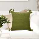20" Square Canvas Pillow Cover with Tassels