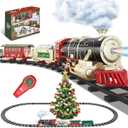 Christmas Train - Remote Control Train Set w/Steam Light & Sound, Electric Train Toys for Around Under Christmas Tree, Rechargeable Toy Train for Boys Girls Toddler Model Train Set for Kids