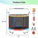60" Trampoline for Kids,5FT Adjustable for Toddler Trampoline with Enclosure Net,Trampolines Indoor/Outdoor with Basketball Ball& Toys for Boys & Girls