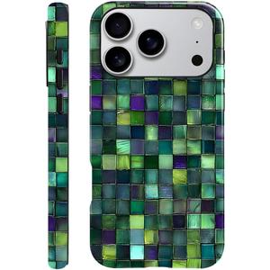 DAIZAG Case Compatible with iPhone 17 Pro,Glossy Durable Shock Protection Cover for Girl Women,Mosaic Glass Checkered Style