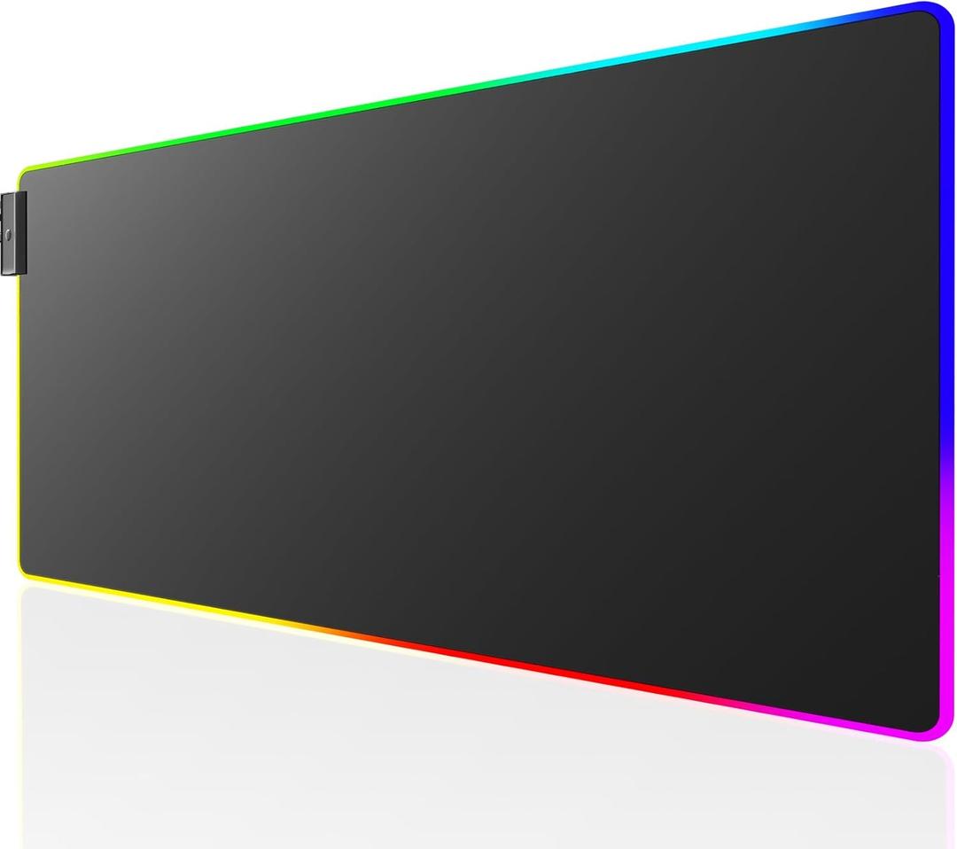 KTRIO RGB Large Gaming Mouse Pad Desk Mat, Superior Micro-Weave Cloth for Precise Mouse Control, Non-Slip Rubber Base, Stitched Edges, Water-Resistant, for Gamer, Office & Home, 31.5 x 11.8 in