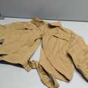 Jackets for Women Casual Short Sleeve Sexy Cropped Denim Jacket Cut Out Button Down Top Clubwear (Khaki), X-Large