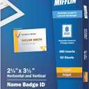 Mifflin Name Badge Refills 2.25"x3.5" (480 Cards, 60 Sheets) - Printable Name Tags - Customizable Blank Name Badge Inserts for Laser & Inkjet Printers - Personalized ID Labels