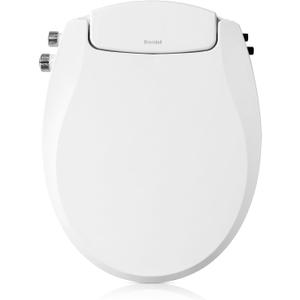 Brondell Swash Bidet Toilet Seat, Non-Electric, Dual Temperature, Fits Round Toilets, White Dual Nozzle System with Easy Installation