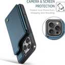 Compatible with iPhone 16 Pro Max 6.9" Wallet Case with Card Holder RFID Blocking for Women Men, Double Magnetic Clasp Kickstand Shockproof Phone Case Fit for iPhone 16 Pro Max, Blue