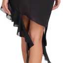 RELLECIGA Women's Beach Cover Up with Built-in Briefs Mesh Mid-Waisted Tummy Control Swim Skirt Swimsuit Bottom (Black, M)