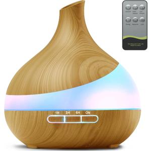 500ML Essential Oil Diffuser: Aroma Diffuser with Remote Control for Hotel Spa Yoga Room - Humidifiers for Bedroom with 14 Colors LED Night Light for Kids/Women Home Relaxation (Deep Orange)