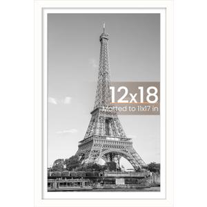 upsimples 12x18 Picture Frame, Display Pictures 11x17 with Mat or 12 x 18 Without, Wall Hanging Poster Frames, White, 1 Pack