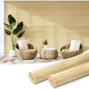 Art3d Natural Bamboo Wall Panel for Interior Wall Decor, Renewable Pole Wrap Wainscoting Paneling for Wall Ceiling Furniture Cabinet Office, 48 x 96 Inch, 2-Pack - Raw