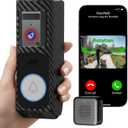 Video Doorbell Camera Wireless with Charm, HD Camera, Real-Time Alerts Ring Call, Pan Rotate, AI Detection, Power Battery, Home Security Apartment 2.4G WiFi, Carbon Fiber
