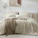 Oversized King Size Comforter Set- 7 Pieces Bed in a Bag King Bedding Sets | Prewashed All Season Comforter with Sheets, Pillow Shams & Pillowcases, Light Oatmeal