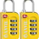 ANVIL TSA Approved Luggage Lock - 4 Digit Combination, 10,000 Combinations, Easy-Read Password Window, Travel Lock for Suitcases, Backpacks, Gym & Student Lockers, Baggage (YELLOW 2 PACK)
