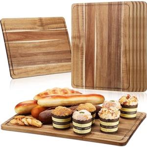 Nuogo 5 Pcs Large Acacia Wood Cutting Board 13 x 10Inch Wooden Chopping Board with Juice Groove Reversible Wood Cutting Board Charcuterie Chopping Butcher Block for Kitchen Fruit Meat Veggies