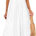 PRETTYGARDEN Women's Summer Spaghetti Strap Boho Maxi Dress (White, S)