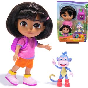 Dora, Best Friends Dora & Boots Set, 6-inch Doll with Clothes, Backpack & Boots Toy Figure, Kids Toys for Girls & Boys Ages 3 and Up