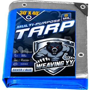 Tarps Waterproof 30'x40', 8 Mil Thick-Silver/Blue
