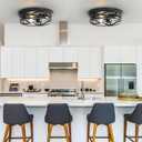 13 Inch Close to Ceiling Light Fixtures 2 Pack, 3-Lights Farmhouse Flush Mount Ceiling Light, Black Indoor Metal Cage Semi Flush Mount Ceiling Light for House Hallway Kitchen Bedroom