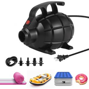 Electric Air Pump for Inflatable Tumbling Track Mat with 4 Nozzles, AC 110-120V Quick-Fill Inflator, Air Pump for Gymnastics/Flooring/Tumbling/Yoga/Taekwondo/Exercise Gym Fitness Mat
