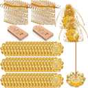 150 Pcs Diwali Gifts Bulk Gold Lotus Incense Sticks Holders Zinc Alloy Incense Holder Return Gifts for Pooja Navratri with Organza Bags and Thank You Cards for Pooja Indian Wedding Party Supplies