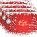 Merry Christmas Placemats Set of 4,Snowflake Ball Xmas Tree Heat-Resistant Kitchen Table Mats Washable Placemats Non-Slip Placemat for Dining Table, Office Party Home Decor