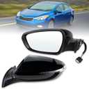 Left Driver side Mirror Compatible with 2014 2015 2016 Kia Forte with Manual Folding power glass Heated with turn signal Black Replace# KI1320182(6 Pins)
