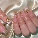 6 Packs (144 Pcs) | Reusable Press on Nails | Stick on Nails 12 Sizes-6 Styles | Cute Bow Nails