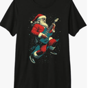 Rocking Christmas Santa Rock and Roll Guitar Lover Premium T-Shirt,  Size XL
