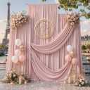 50ft x 12ft Dusty Pink Backdrop Curtains for Parties, Wrinkle Free 10 Panels Photo Backdrop Drapes Back Drop Cloth for Wedding Birthday Photography Background Decor