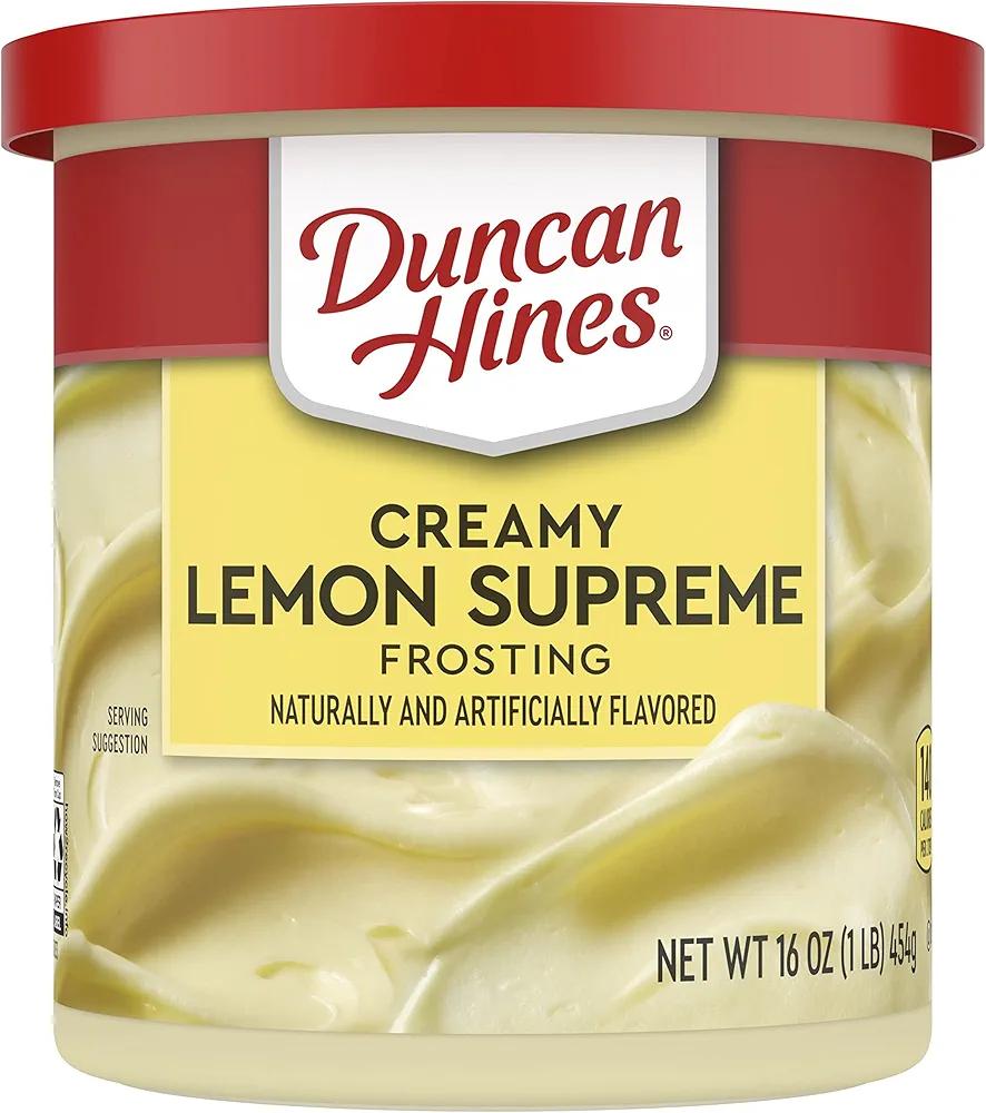 Duncan Hines Creamy Lemon Supreme Flavored Frosting, Easter Baking, 16 oz. (Pack of 8), BBD 04/16/2026