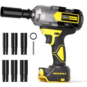 1200N.m Impact Wrench for DeWalt 20V Battery (no battery), 20V 1/2 Cordless Impact Gun, 900Ft-lbs Electric Impact Driver with 3-Speed Control, 6 Pcs Impact Sockets Included, Tool Only