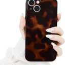 2 x XIQI Compatible with iPhone 13 Case, Retro Cool Trendy Leopard Pattern Brown Amber, Full Camera Protective, Soft TPU Slim Phone Case for Women Girls, Brown Leopard