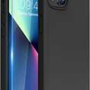 Miracase Designed for iPhone 13 Case, with Tempered Glass Screen Protector, [Soft Anti-Scratch Microfiber Lining], Shockproof Liquid Silicone Rubber Phone Cover Case for 13 6.1 inch, Black