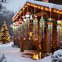 9 Pcs Christmas Party Decorations with Tassels 3.8ft Christmas Flowing Hanging Decorations Santa Claus Snowman Gingerbread Elk Hanging Decor for Xmas Winter Holiday Party Indoor Outdoor Decor