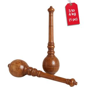 KNK GADA Fitness BAR Indian Club Hanuman MACE Shoulder Equipment MEEL Karla KATAI Fitness Durable Wooden Equipment (3 - 4 Kg, Assorted)