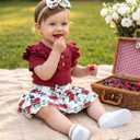 HONGTEYA Infant Baby Girl Clothes Newborn Summer Outfits Cute Romper Shorts Set Floral Girl Clothes with Headband