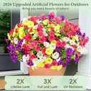 2 x Artificial Flowers for Outdoors, 14 Bundles Fake Outdoor Flowers, UV Resistant Artificial Outdoor Plants & Flowers for Decoration, Colorful Morning Glory for Garden Porch Yard Patio, Mixed Color A