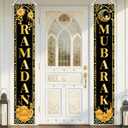 Ramadan Decorations for Home Muslim Welcome Ramadan Banner Porch Door Sign Hanging For Ramadan Eid Mubarak Party Wall Decor Indoor Outdoor Party Supplies Black