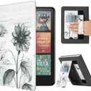 CoBak Case with Stand for Kindle Paperwhite 12th Gen 2024 Released (7") & Kindle Colorsoft Signature Edition - Durable PU Leather Cover with Auto Sleep Wake, Card Slot, Hand Strap Feature, Sunflower