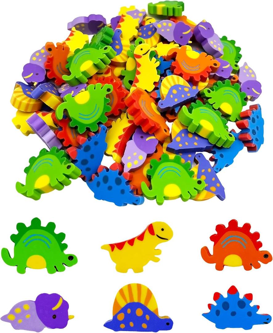 ZAKVOOR 120 Pack Dinosaur Erasers Assorted Designs Bulk Pencil Erasers Rubber Erasing Supplies for School and Office