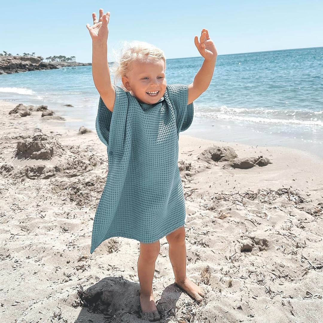 ZICOTO Soft Hooded Beach Towel for Kids - Cute Towel for Babies and Toddler Made of Waffle Cotton - Perfect Lightweight and Absorbent for Bath, Beach, Pool (Green), 18M-3Y