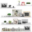 Giftgarden 36 Inch Large Floating Shelves for Wall Set of 5, White Wood Wall Shelves for Bathroom, Bedroom, Kitchen, Living Room Storage and Decoration, Wooden Picture Ledge