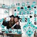 Teal Graduation Decorations 2026 - Graduation Party Supplies Kit with Congrats Grad Backdrop,Banner,Hanging Swirls,Balloons Teal Congrats Grad Decorations for Class of 2026 Party
