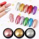3 x Chrome Nail Powder, Metallic Mirror Holographic Nail Glitter Chrome Powder Reflective Glossy Nail Powder Pigment Manicure for Nail Art DIY Decoration (09 Blue)