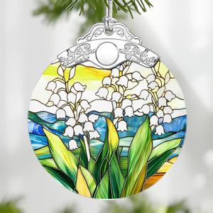 3 x Christmas Ornaments: Stained Glass-Style May Birth Flower Ornament  Christmas Tree Decorations, Holiday Party Gifts, Mother's Day & Birthday Gifts for Women, Mom & Grandma | Birth Flower Gift