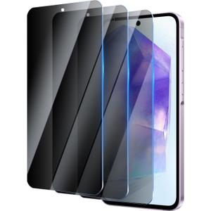 Privacy Screen Protector for Samsung Galaxy A55/A35 6.6 Inch 3 Pack, Tempered Glass Film Anti-spy Scratch Resistant 9H Hardness Case Friendly