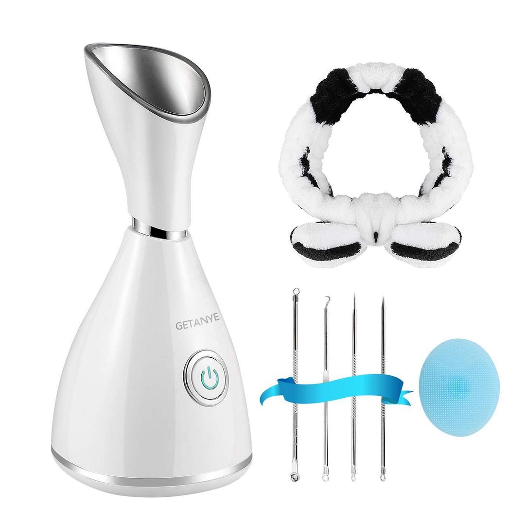 Nano Ionic Face Steamer - 10X Penetration for Facial, Unclogs Pores, Moisturizing Spa Humidifier with Free Blackhead Remover Kit, Hair Band, Face Brush